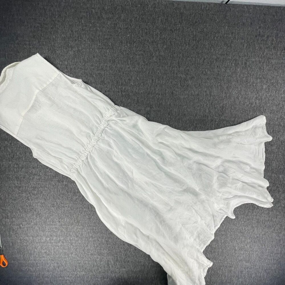 Saks Fifth Avenue White Linen Shirtdress Small Sleeveless Resort Summer Coastal - Picture 11 of 15